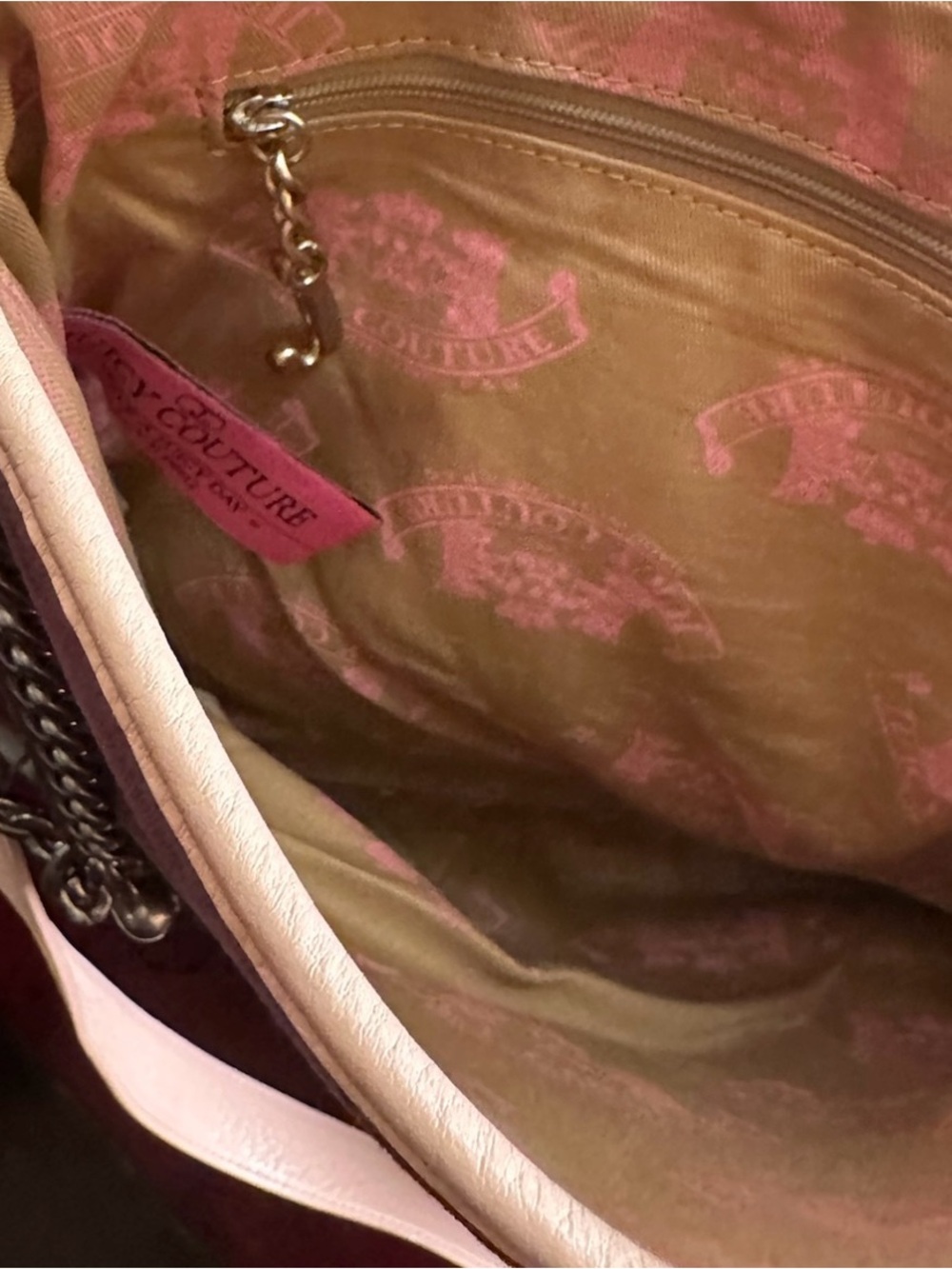 Vintage Juicy Couture Velour Messenger Bag Features Embroidered La Couture Y2K - Picture 13 of 15